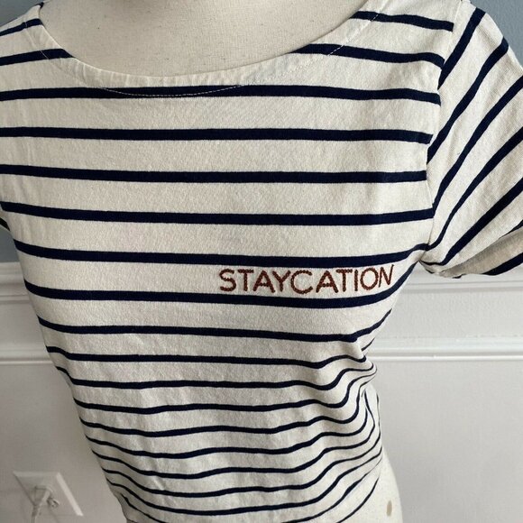 Madewell Staycation Setlist Boxy Tee Shirt Stripes XXS - Picture 3 of 8